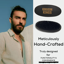Load image into Gallery viewer, Groom Kings - Black Beard Brush with Travel Bag
